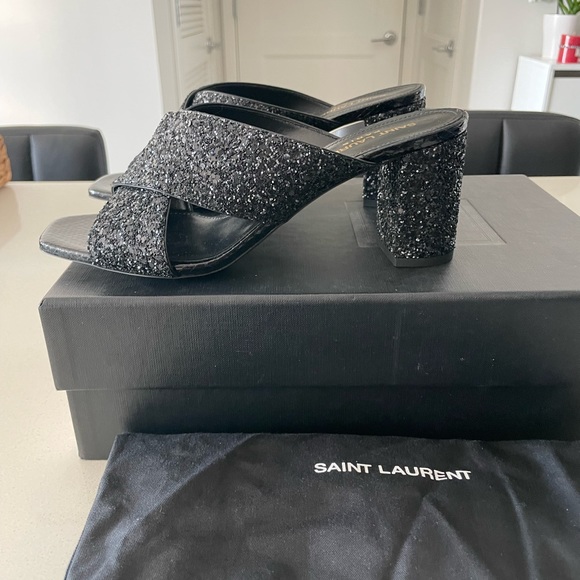 Saint Laurent Glitter 70mm Mules - Picture 3 of 7